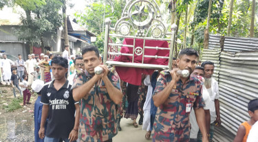 সীমান্তে পুঁতে রাখা মাইন বিস্ফোরণে নিহত বিজিবি সদস্যের দাফন সম্পন্ন