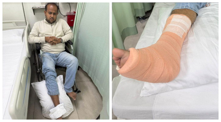 ভূমিকম্পের সময় দৌড়ে নামতে গিয়ে পা ভাঙল হামীমের