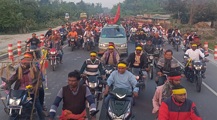 মেহেরপুর-২ আসনে বিএনপি প্রার্থী আমজাদ হোসেনের মোটরসাইকেল র‌্যালি