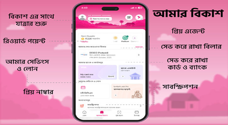 গ্রাহকের পছন্দ অনুযায়ী বিকাশ অ্যাপে ‘আমার বিকাশ’ আইকন
