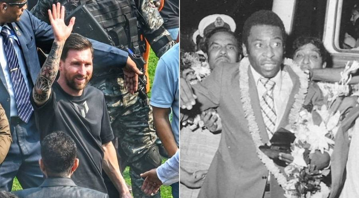 মেসির সফরে পেলের ছায়া: ৪৮ বছর পরও কলকাতায় একই বিশৃঙ্খলা