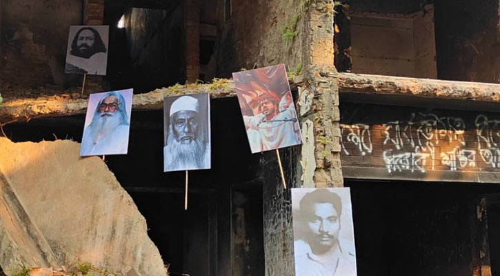 ধানমন্ডি ৩২-এ টাঙানো হলো ভাসানী-সিরাজ সিকদার-মেজর জলিল-হাদির ছবি