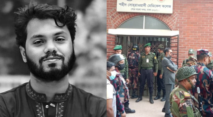 ময়নাতদন্তের জন্য হাদির মরদেহ সোহরাওয়ার্দী হাসপাতালের মর্গে