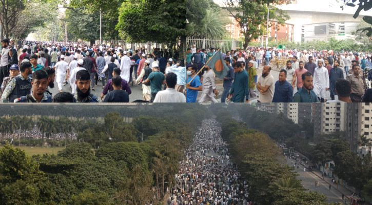 হাদির জানাজায় দলে দলে মানুষের ঢল, স্লোগানে মুখরিত মানিক মিয়া অ্যাভিনিউ