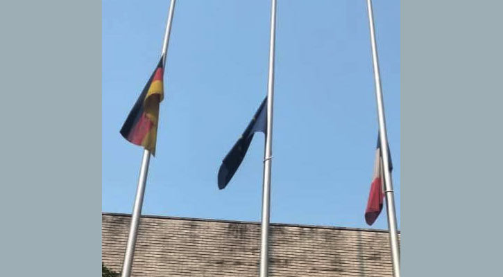 ওসমান হাদির মৃত্যুতে ফ্রাঙ্কো-জার্মান দূতাবাসের পতাকা অর্ধনমিত