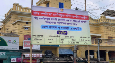 রাজশাহীতে আ.লীগের পরিত্যক্ত কার্যালয়ের জায়গায় ‘অর্পিত সম্পত্তি’র সাইনবোর্ড