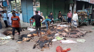 নীলফামারীতে চামড়ার বাজারে ধস, ক্ষুব্ধ বিক্রেতারা