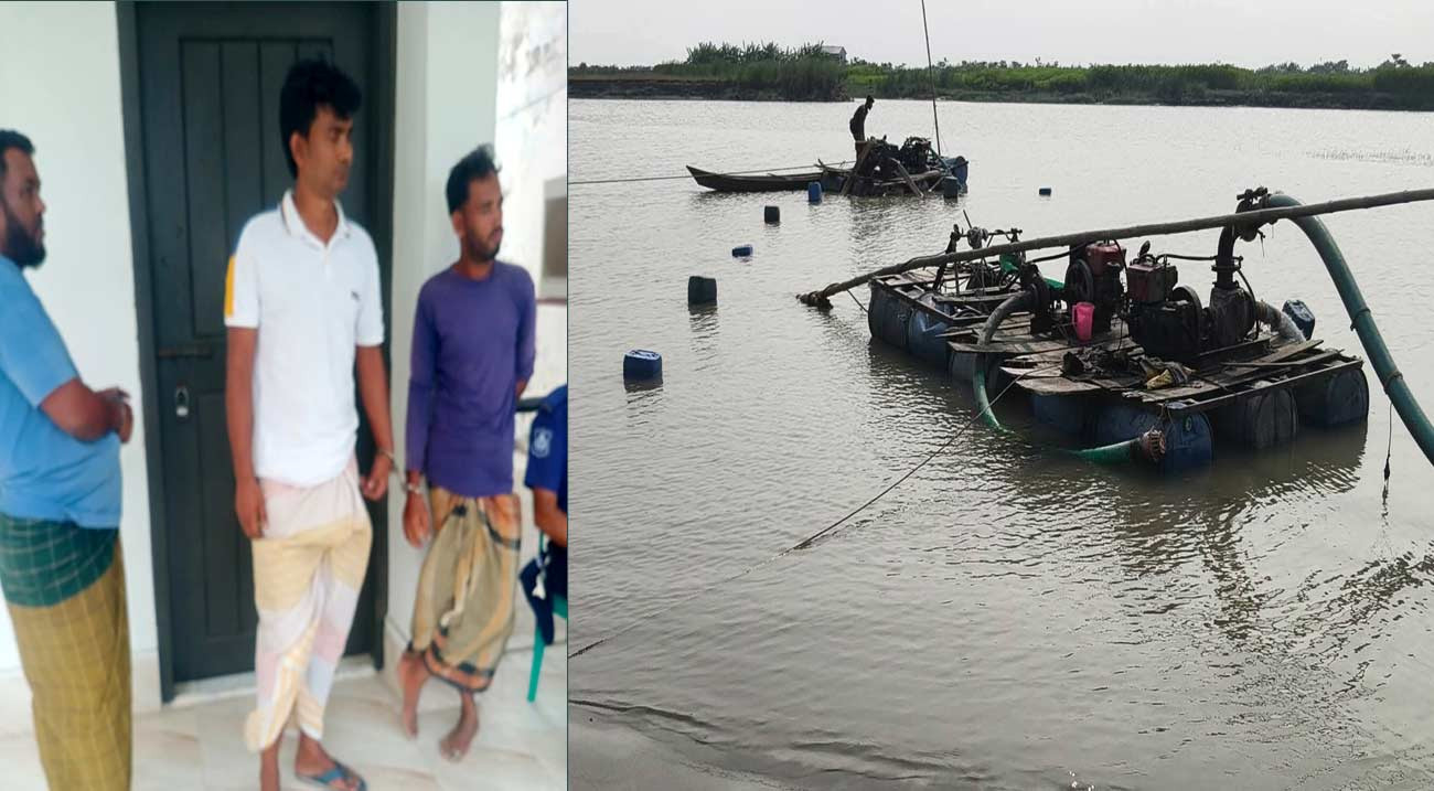 মেঘনায় বালু উত্তোলন: ৩ জনের কারাদণ্ড, ৩ ড্রেজার জব্দ