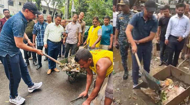 নিজেই বর্জ্য পরিষ্কারে নামলেন মেয়র শাহাদাত