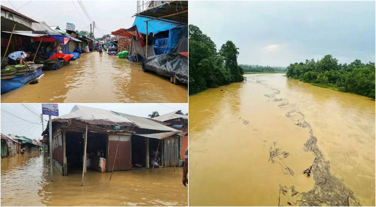 পাহাড়ি ঢল-ভারী বর্ষণে শেরপুরের ৩ নদীর পানি বিপৎসীমার ওপরে