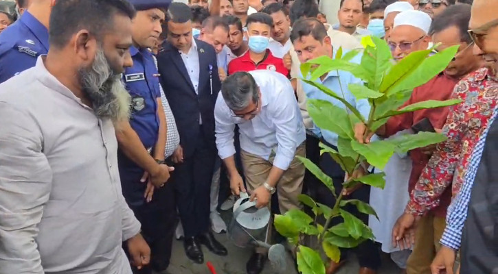 মহাসড়কের পাশের ময়লা অপসারণ করে গাছ লাগালেন স্থানীয় সরকার প্রতিমন্ত্রী