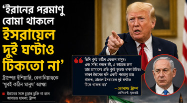 ‘ইরানের পরমাণু অস্ত্র থাকলে ইসরায়েল দুই ঘণ্টাও টিকতো না’