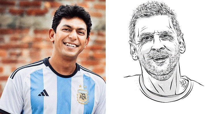 মেসির ছবি আঁকলেন চঞ্চল চৌধুরী