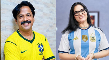 ব্রাজিল সমর্থক স্বামীর ছবি শেয়ার করে যা বললেন শাহনাজ খুশি