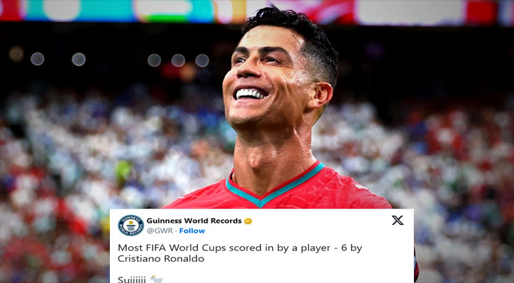 ইতিহাস গড়ে গিনেস বুকে রোনালদো