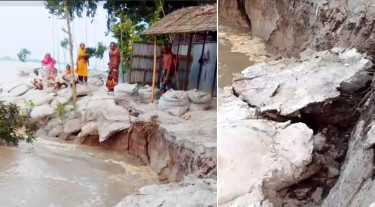 রামহরিতে তিস্তার ভয়াবহ ভাঙন, ঘরবাড়ি সরাচ্ছেন বাসিন্দারা