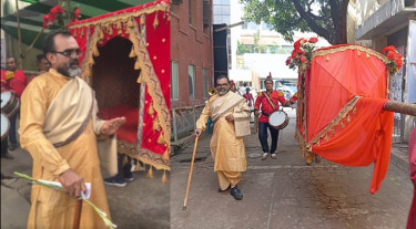 ব্যান্ড পার্টি ও পালকি নিয়ে ভোট দিতে এলেন অভিনেতা