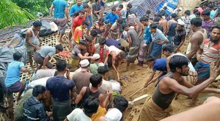 উখিয়ায় রোহিঙ্গা ক্যাম্পে পাহাড়ধস: ৫ শিশুর লাশ উদ্ধার