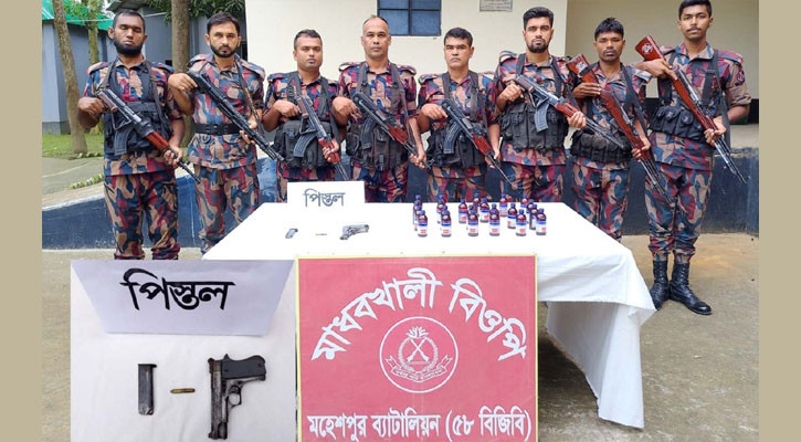 চুয়াডাঙ্গা সীমান্তে পিস্তল, ম্যাগজিন ও গুলি জব্দ