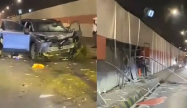 কর্ণফুলী টানেলের দেয়ালে প্রাইভেট কারের ধাক্কা, গাড়ি জব্দ