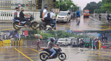 গুঁড়ি গুঁড়ি বৃষ্টিতে থমকে রাজধানীর জনজীবন