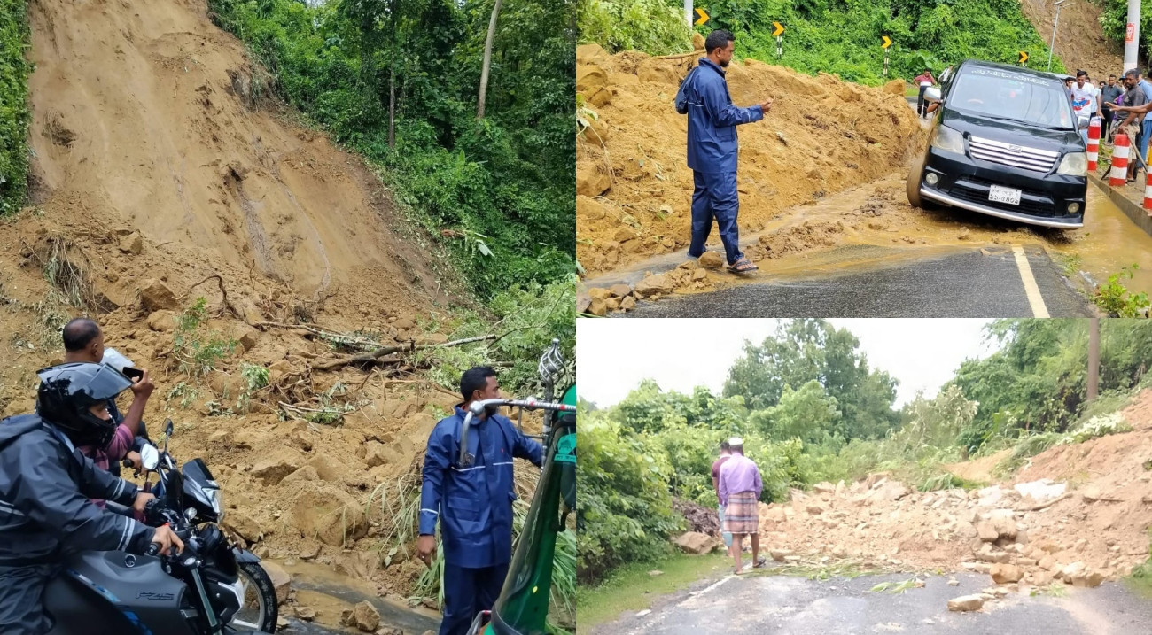 রাঙামাটিতে ৯৮ স্থানে পাহাড় ধস, রাঙামাটি-খাগড়াছড়ি যোগাযোগ বিছিন্ন
