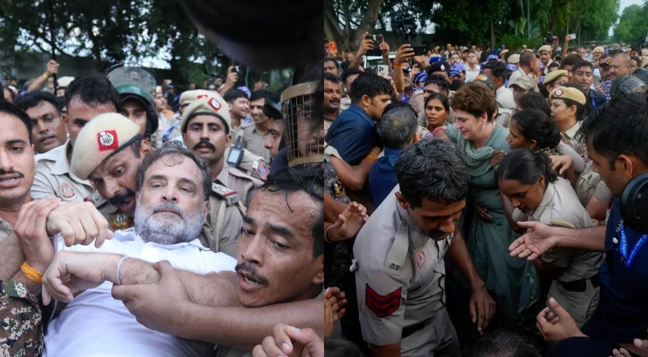 মোদির বাসভবনের সামনে থেকে রাহুল, প্রিয়াঙ্কা ও অখিলেশ আটক